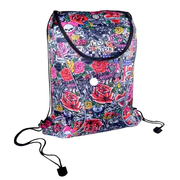 HARLEY-DAVIDSON || Floral Skull Print Slingpack Backpack. Sz. OS Amazon.com | Harley-Davidson Bar & Shield Quilted Travel  main image 4